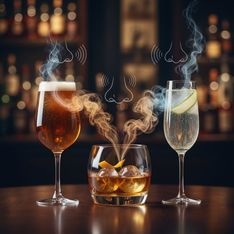 Verschillende glazen voor bier en spirits die tonen hoe glaswerk aroma en proefbeleving beïnvloedt